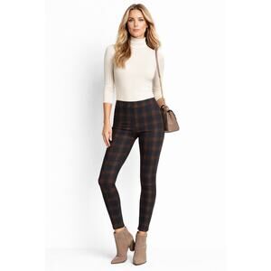 Nine West Black and Rust Plaid Pull On Skinny Pants Size XL